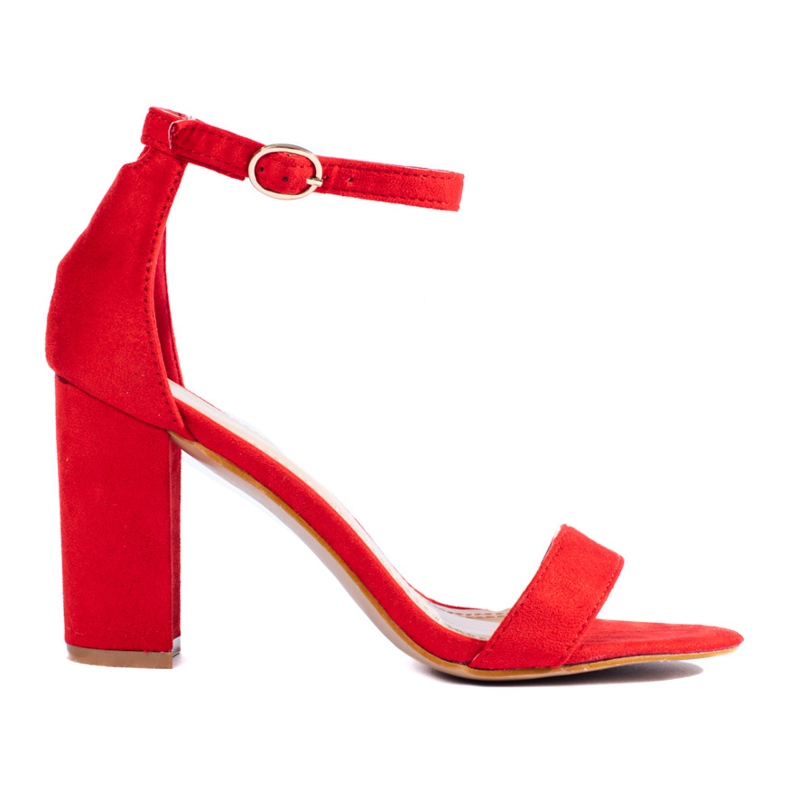 Högklackade röda mockasandaler från Shelovet
