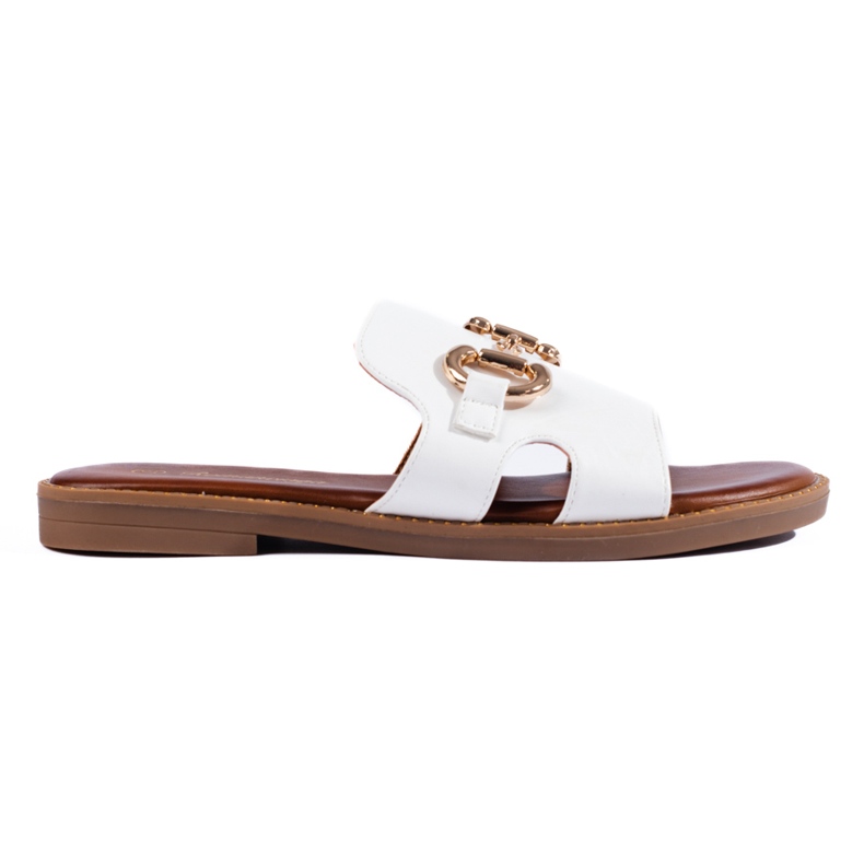 Shelovet vita klassiska tofflor för kvinnor