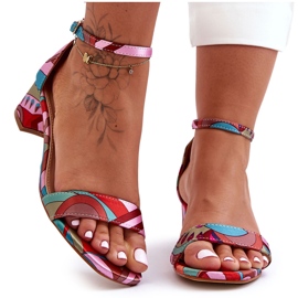 Mönstrade satin högklackade sandaler Rosa Mix Inspire Me! mångfärgad