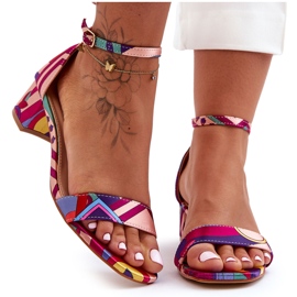 FS1 Mönstrade Satin Högklackade Sandaler Röd Mix Inspire Me! mångfärgad