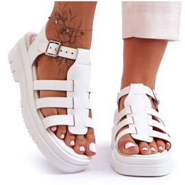 Läder Platta Sandaler Med Vita Diosa Ränder