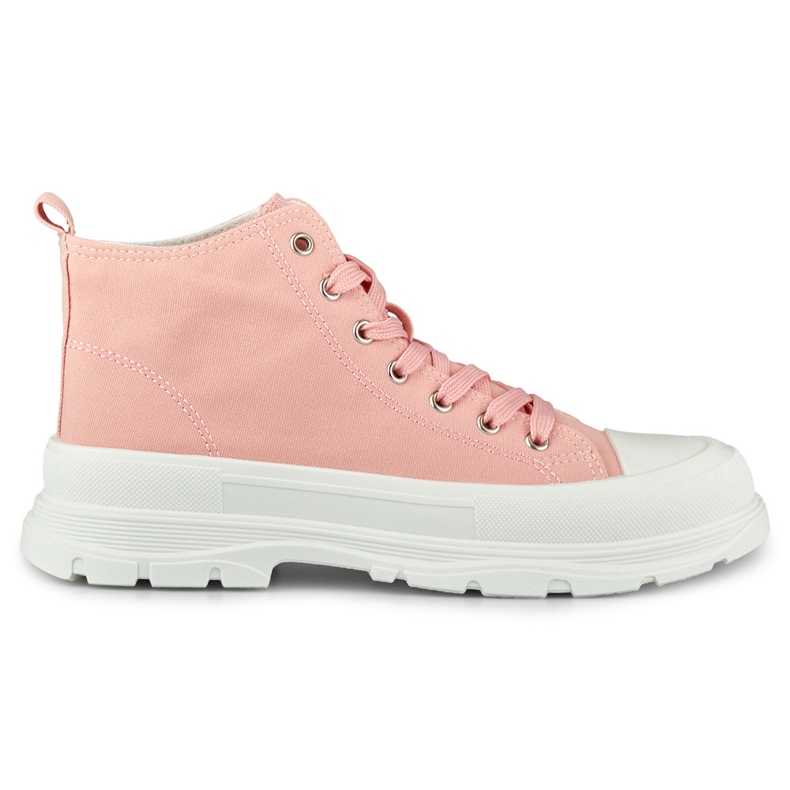 Kvinnors rosa sneakers ovanför ankeln