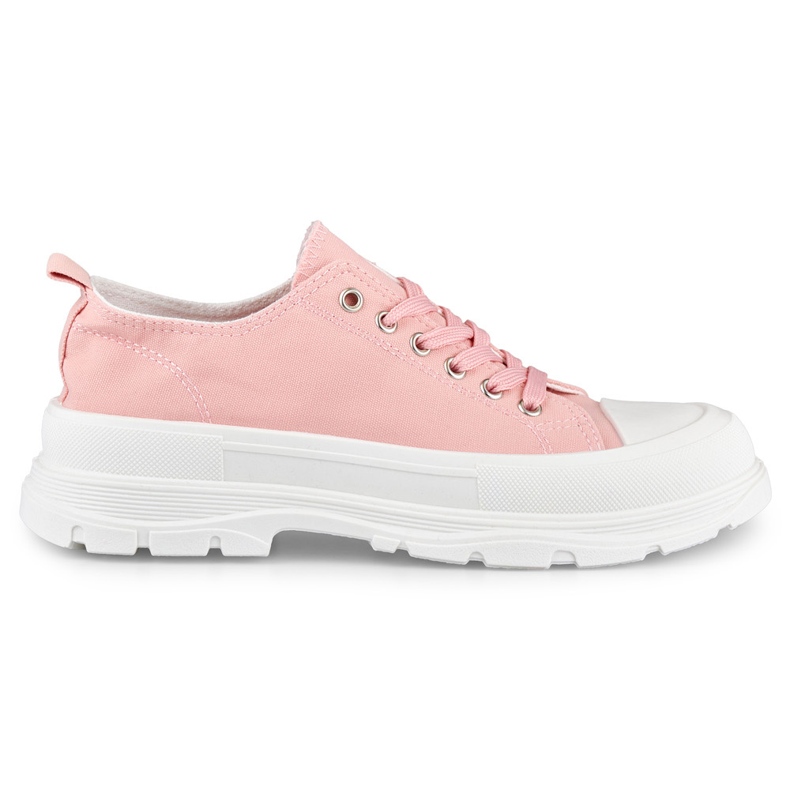 Rosa sneakers på låg plattform