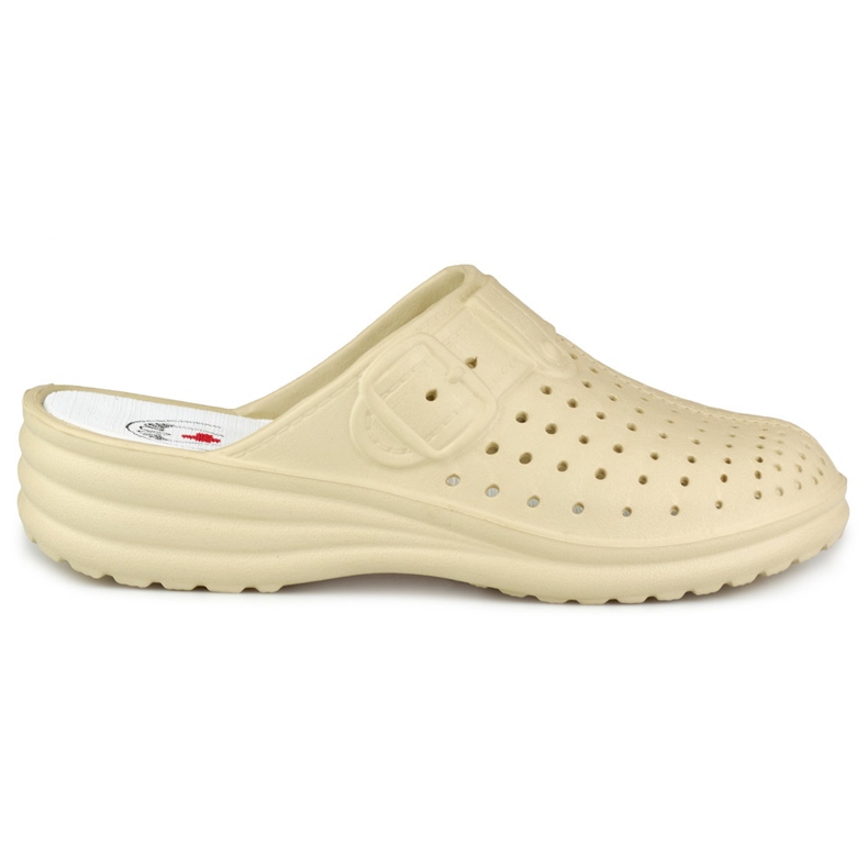 Bekväma damflip-flops med stängda fingrar beige