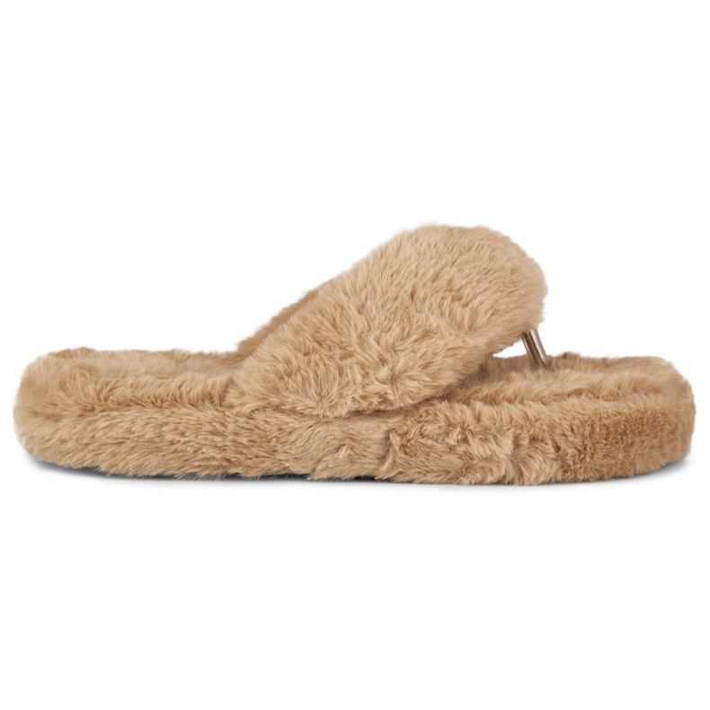 Pälsiga beige flipflops