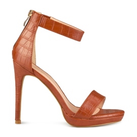 Högklackade karamellsandaler för kvinnor brun