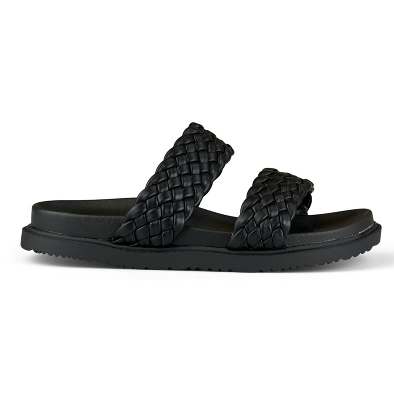 Svarta vävda tofflor för kvinnor