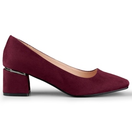 Burgundy pumps på låg klack röd