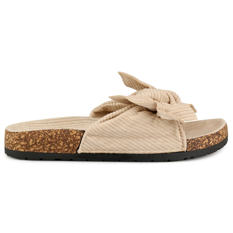 Klassiska mockabeige damtofflor med rosett