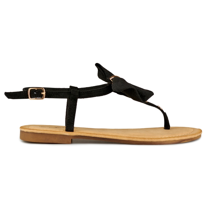 Svarta damsandaler med rosett