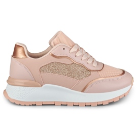 Rosa glänsande sneakers för kvinnor