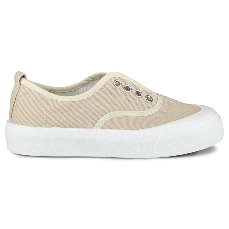 Beige sneakers för kvinnor med ett elastiskt band