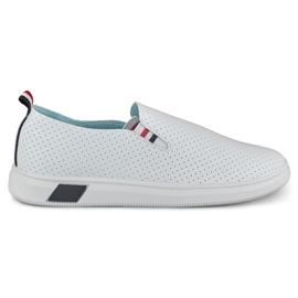 Genombrutna slip-on vita sneakers för kvinnor