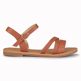 Violett bruna platta sandaler för kvinnor