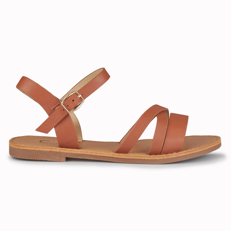 Violett bruna platta sandaler för kvinnor