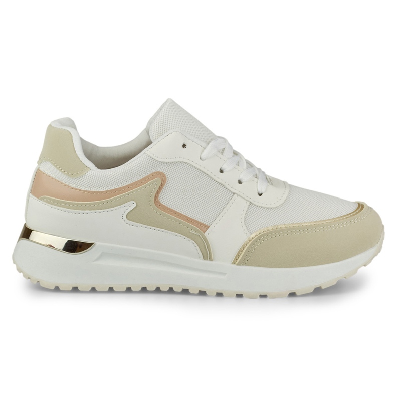 Damsneakers med gyllene tillägg beige