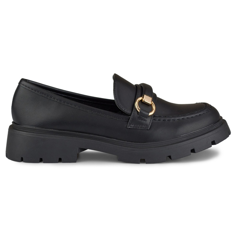 Svarta mockasiner med minimalistisk dekoration