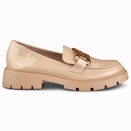 Beiga brogues med gulddekor beige