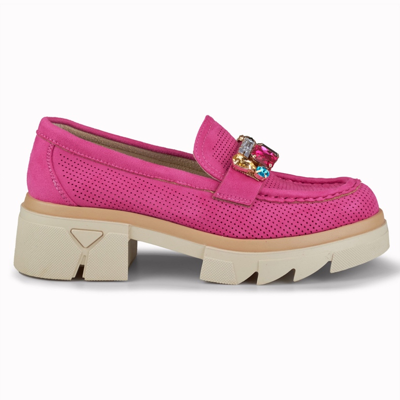 Rosa loafers med dekorativa stenar
