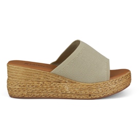 Bekväma beige wedge tofflor för kvinnor