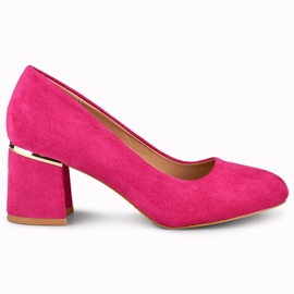 Fuchsia pumps med rund tå rosa