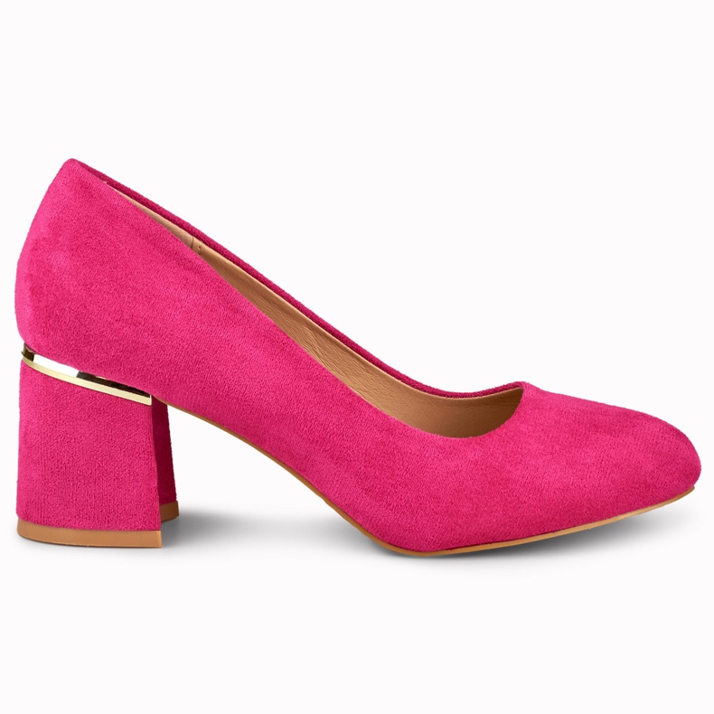 Fuchsia pumps med rund tå rosa