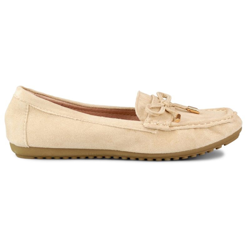 Beige bekväma loafers med rosett