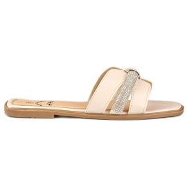 Beige sliders för damer med paljetter