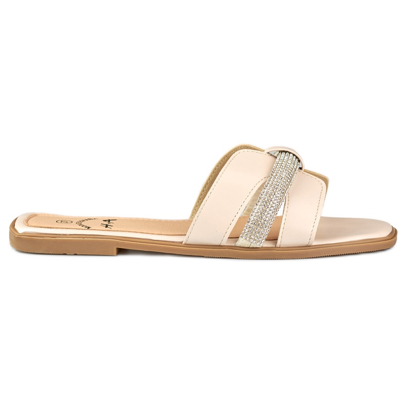 Beige sliders för damer med paljetter