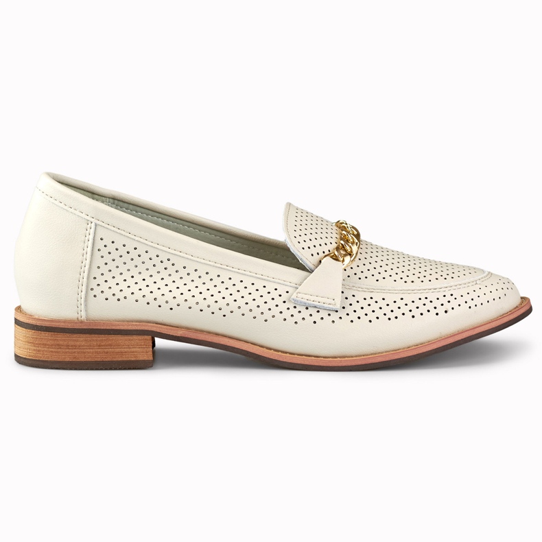 Genombrutna skor för kvinnor gjorda av naturligt läder beige