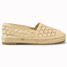 Beige espadrillor i spets för kvinnor