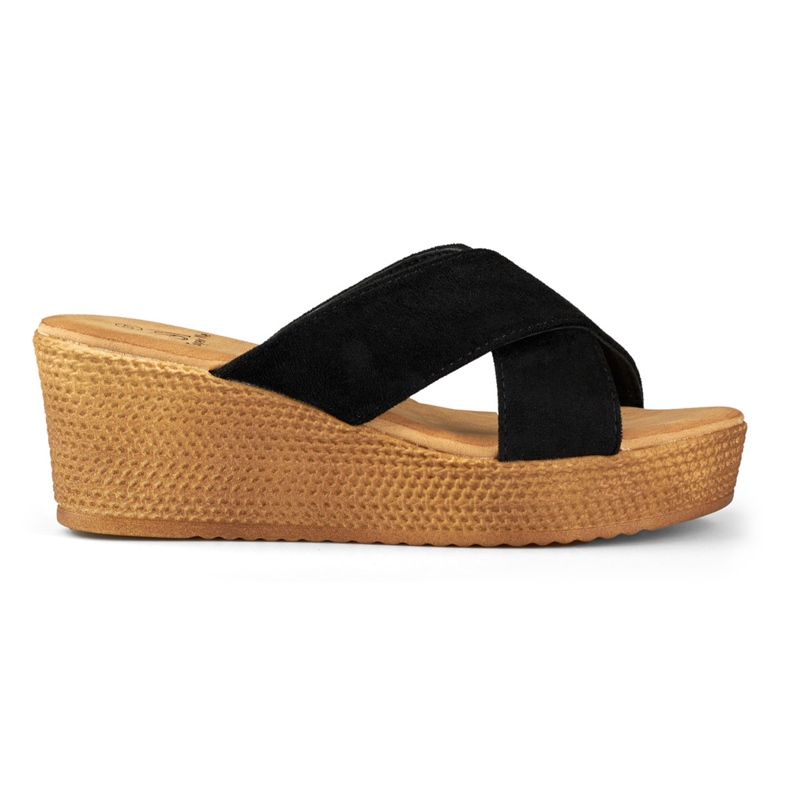 Svarta wedge tofflor för kvinnor