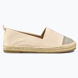 Beige espadrillor för kvinnor med en paljettå