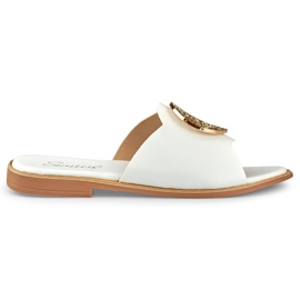 Kvinnors vita tofflor med gulddekor