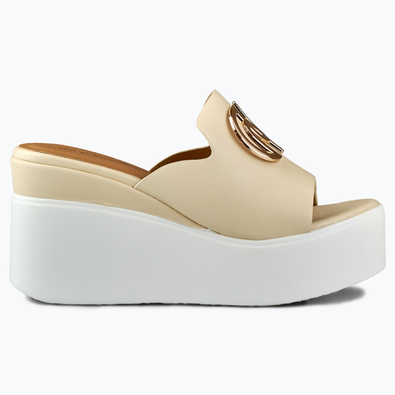 Eleganta beige wedge tofflor för kvinnor