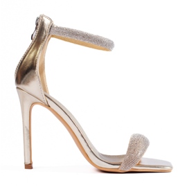 Eleganta sandaler på högklackat Shelovet guld gyllene