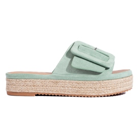 Mint mocka espadrille-rutschbanor på Shelovet-plattformen grön