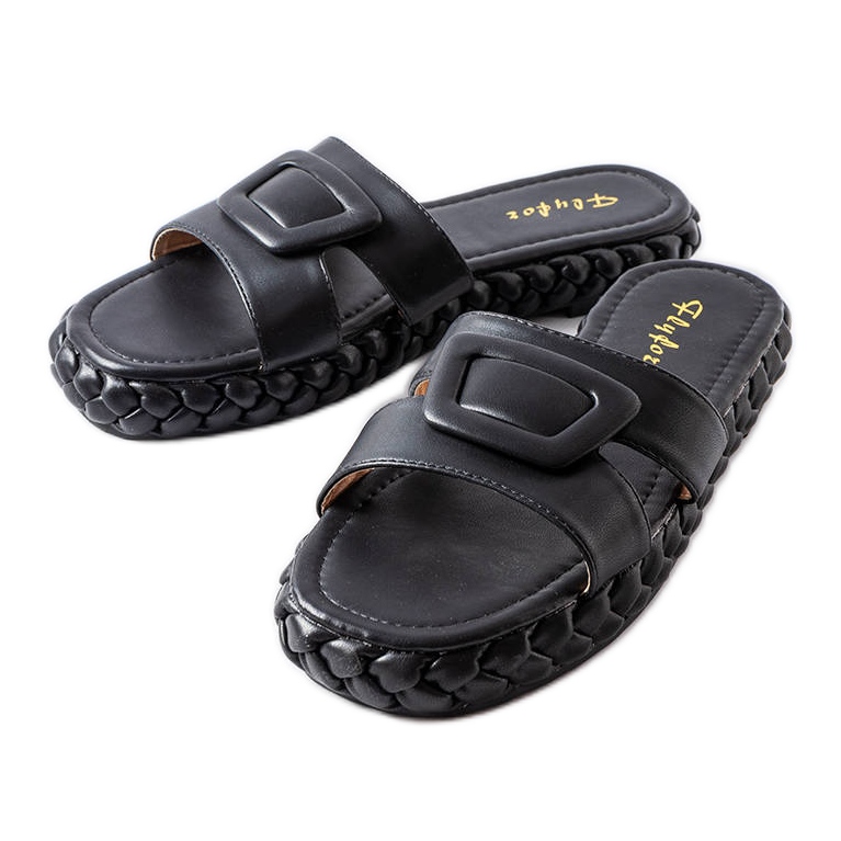 Svarta platåsandaler från Francesco