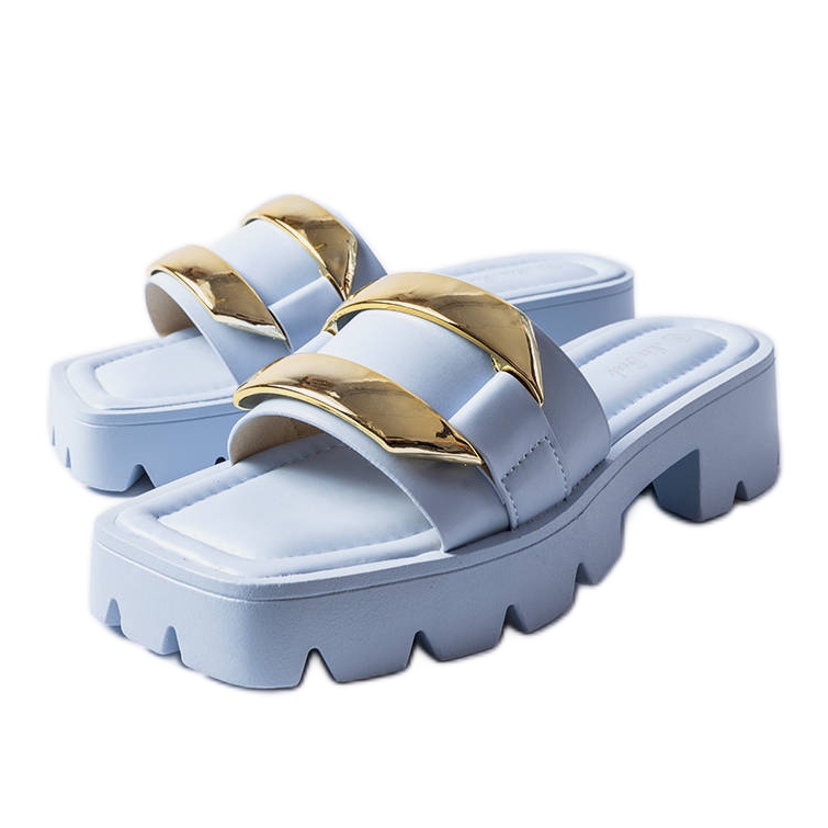 Blå sliders med tjock sula från Provinc