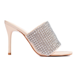 Eleganta klackade sandaler med zirkoner Shelovet beige