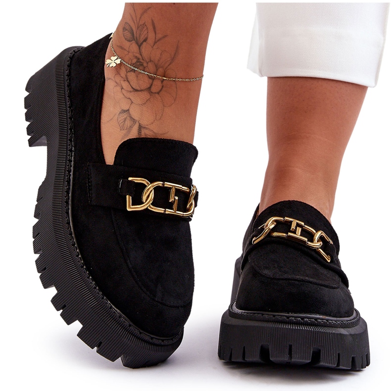 FB2 Platform Loafers i mocka dam, svart Larey