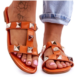 Kvinnors flip -flops med stora dubbar orange