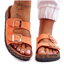 Slip-On flip-flops dam med korksula, orange