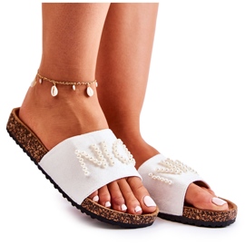 Evento Klassiska mocka flip-flops med pärlor, vit