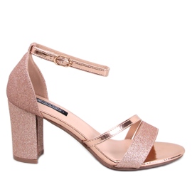 Angelina Champagne sandaler med klack rosa