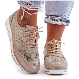 Lädersportskor med perforering S.Barski AL22246 Guld gyllene