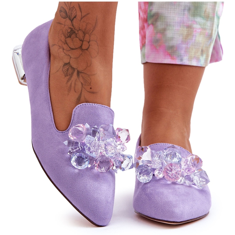PS1 Dam Loafers med utsmyckade platta klackar Lila Sloane violett