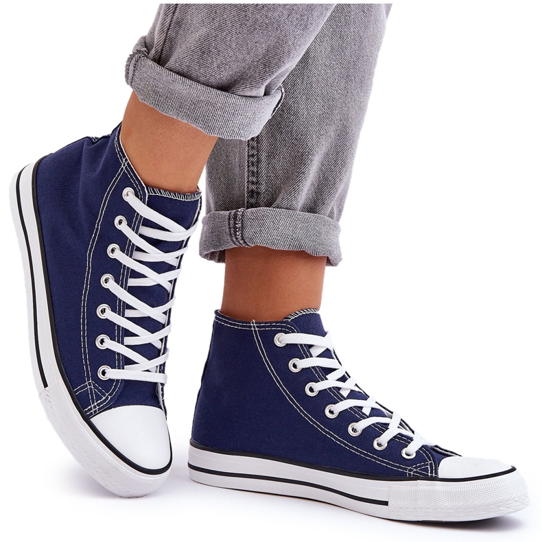Klassiska High Top Sneakers Damer Marinblå Remos