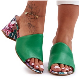 Lewski Shoes Högklackat läder för kvinnor Leski-skor 3209/K Grön