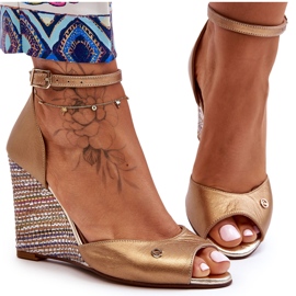 Lädersandaler Laura Messi 2603/784 Guld gyllene